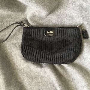 Coach Black Satin Pleated Wristlet
